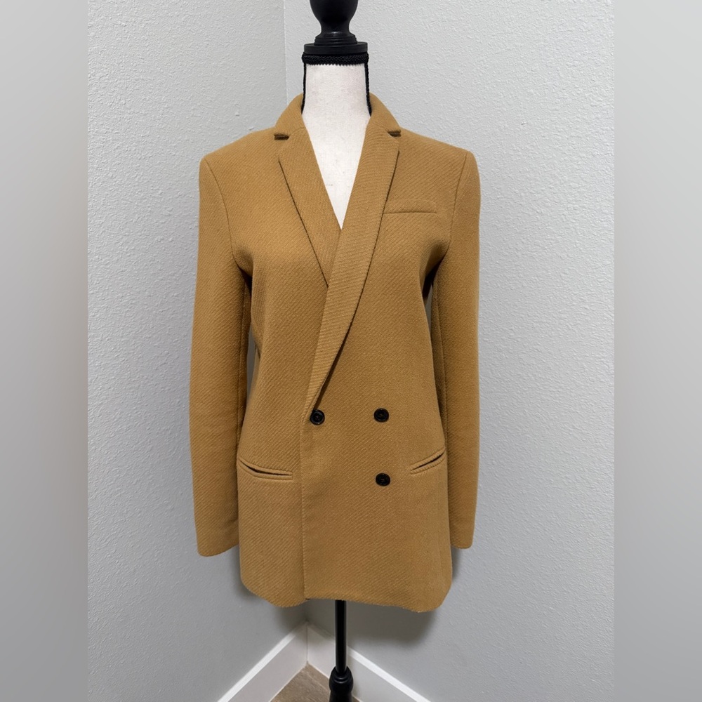 Banana Republic Camel Wool Blend Double Breasted Blazer FLAW, Size 6